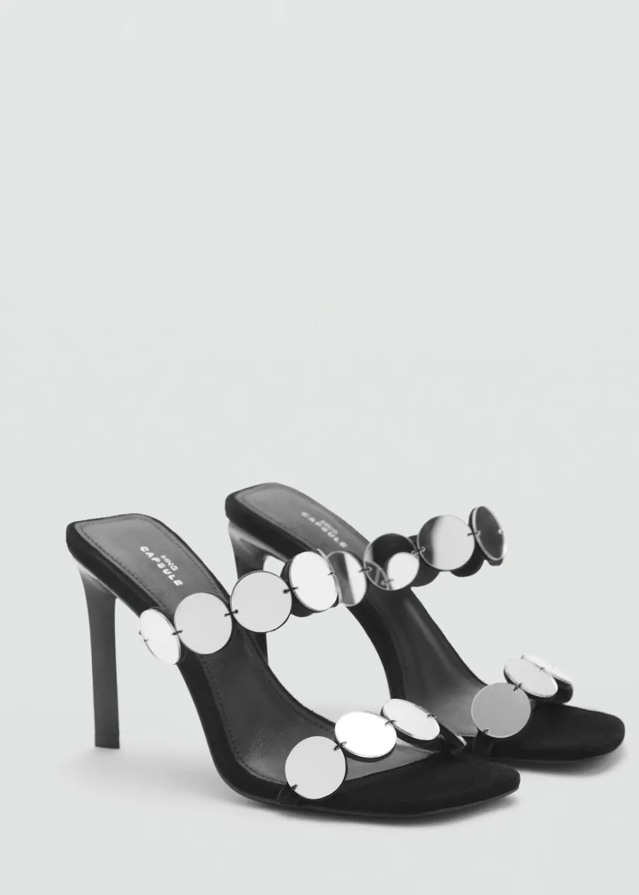 MANGO Buty*Klapki skórzane na obcasie z lusterkami