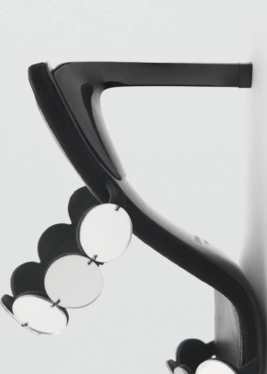 MANGO Buty*Klapki skórzane na obcasie z lusterkami