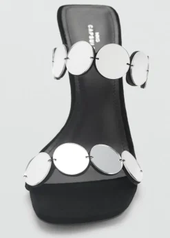 MANGO Buty*Klapki skórzane na obcasie z lusterkami