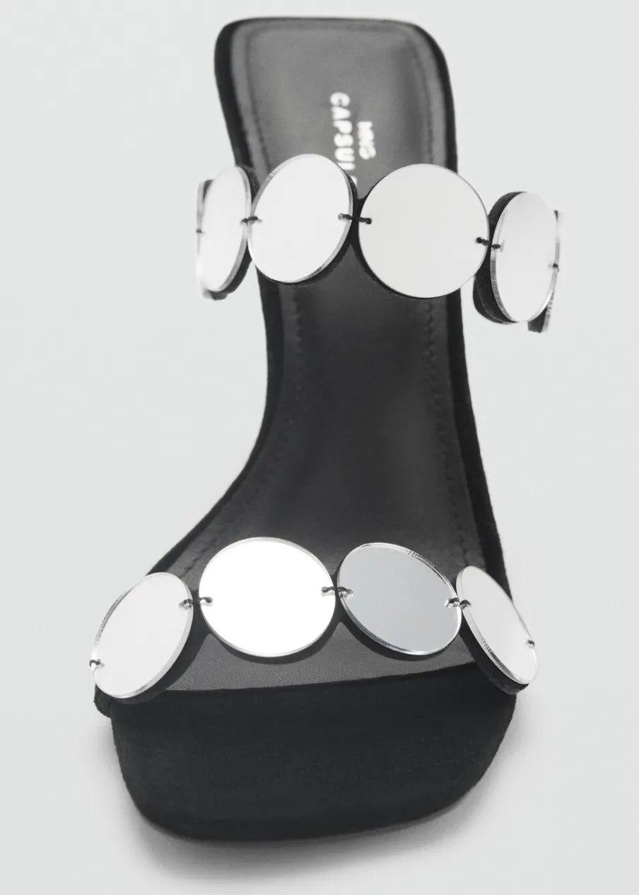 MANGO Buty*Klapki skórzane na obcasie z lusterkami