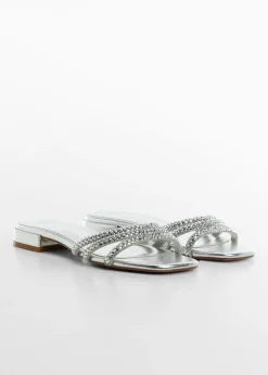 MANGO Buty*Klapki z cienkimi paskami i kryształkami