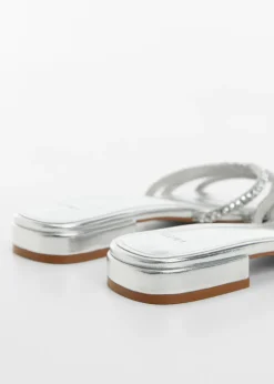 MANGO Buty*Klapki z cienkimi paskami i kryształkami