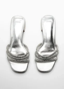 MANGO Buty*Klapki z cienkimi paskami i kryształkami