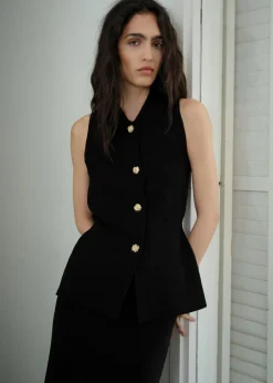 MANGO Kamizelki*Knitted vest with jewel buttons