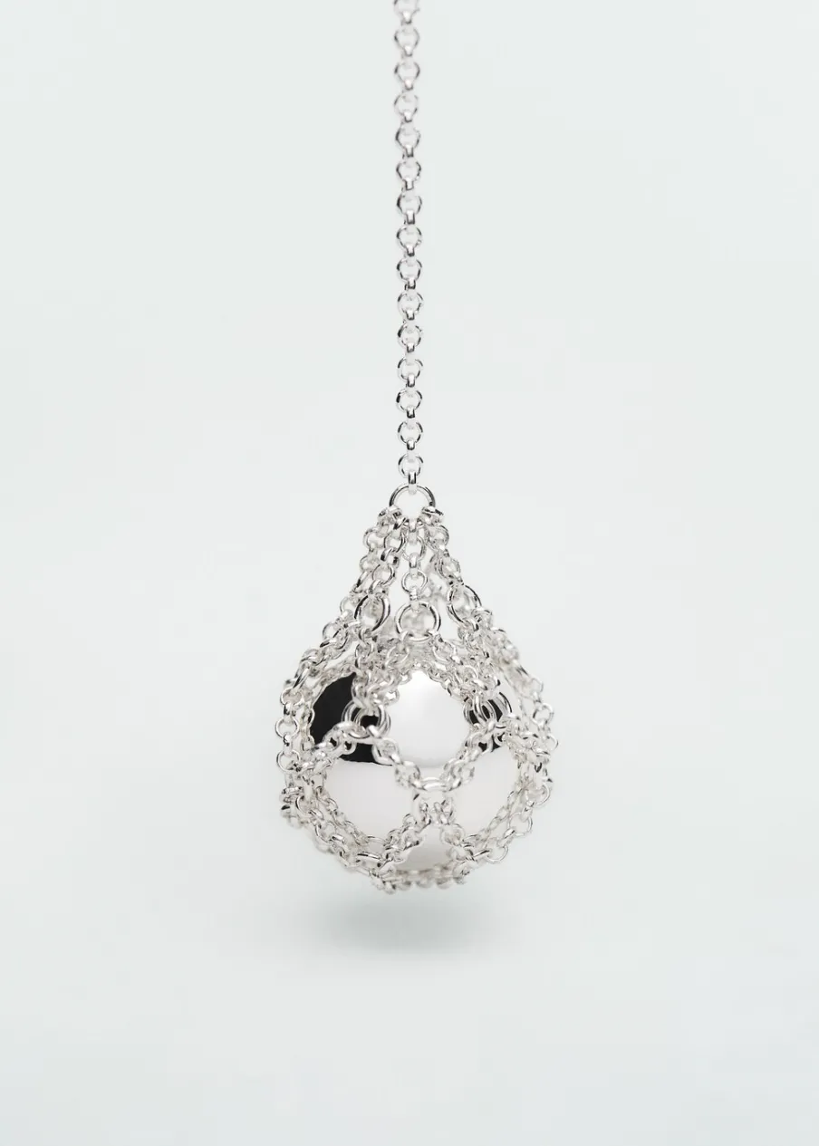 MANGO Biżuteria*Kolczyki z wiszącą kulą na łańcuszku