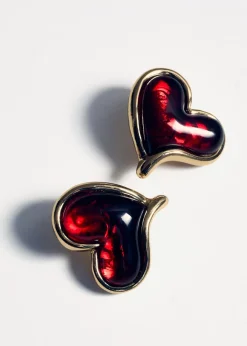 MANGO Biżuteria*Kolczyki z żywicy w kształcie serca