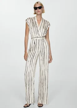 MANGO Sukienki I Kombinezony*Kombinezon satynowy w paski