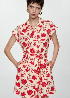 MANGO Sukienki I Kombinezony*Kombinezon w kwiaty z krótkimi nogawkami