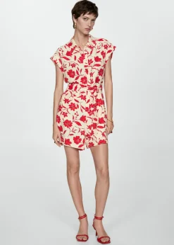 MANGO Sukienki I Kombinezony*Kombinezon w kwiaty z krótkimi nogawkami