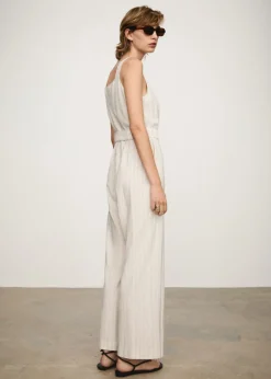 MANGO Sukienki I Kombinezony*Kombinezon w paski wiązany w talii