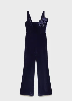 MANGO Sukienki I Kombinezony*Kombinezon z aksamitu na szerokich ramiączkach z rozszerzanymi nogawkami