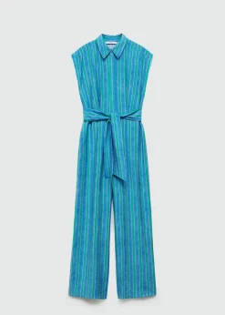 MANGO Sukienki I Kombinezony*Kombinezon z koszulowym kołnierzykiem wiązany w pasie