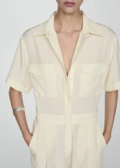 MANGO Sukienki I Kombinezony*Kombinezon z koszulowym kołnierzykiem z lyocellu