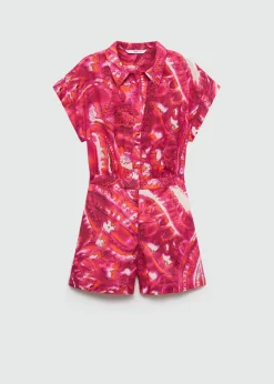 MANGO Sukienki I Kombinezony*Kombinezon z koszulowym kołnierzykiem i nadrukiem