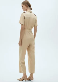 MANGO Sukienki I Kombinezony*Kombinezon z lyocellu z kołnierzykiem koszulowym