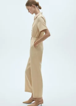 MANGO Sukienki I Kombinezony*Kombinezon z lyocellu z kołnierzykiem koszulowym