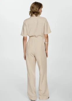 MANGO Sukienki I Kombinezony*Kombinezon z lyocellu z kołnierzykiem koszulowym