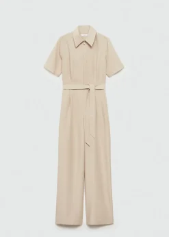 MANGO Sukienki I Kombinezony*Kombinezon z lyocellu z kołnierzykiem koszulowym