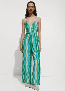 MANGO Sukienki I Kombinezony*Kombinezon z nadrukiem, drapowaniem i wycięciami