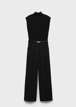 MANGO Sukienki I Kombinezony*Kombinezon z poduszkami na ramionach i paskiem