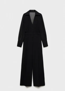 MANGO Sukienki I Kombinezony*Kombinezon z szerokimi nogawkami i prześwitującymi rękawami