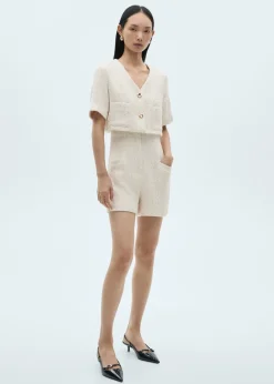 MANGO Sukienki I Kombinezony*Kombinezon z tweedu z krótkim rękawem