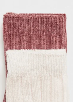 Dzieci MANGO Skarpetki I Rajstopy*Komplet 2 par prążkowanych skarpetek z łączonych materiałów