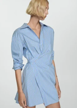 MANGO Sukienki I Kombinezony*Kopertowa sukienka koszulowa w paski