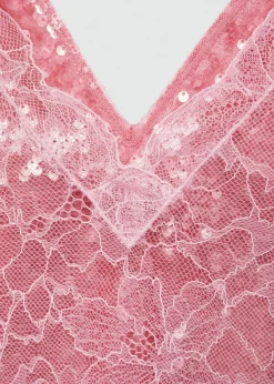 MANGO Sukienki I Kombinezony*Koronkowa sukienka w bieliźnianym stylu z cekinami