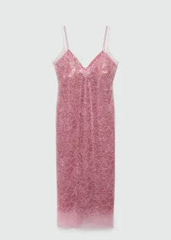 MANGO Sukienki I Kombinezony*Koronkowa sukienka w bieliźnianym stylu z cekinami