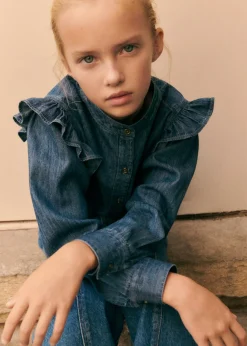 Dzieci MANGO Koszule I Bluzki*Koszula dżinsowa z falbankami