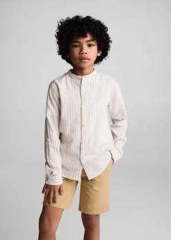 Dzieci MANGO Koszule*Koszula lniana w paski ze stójką