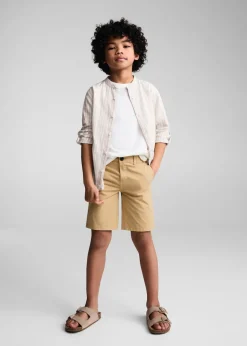 Dzieci MANGO Koszule*Koszula lniana w paski ze stójką