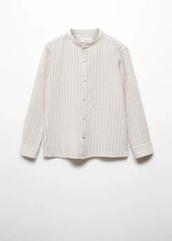 Dzieci MANGO Koszule*Koszula lniana w paski ze stójką