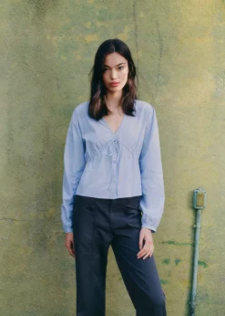 MANGO Koszule I Bluzki*Koszula w paski z kokardą