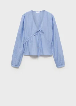 MANGO Koszule I Bluzki*Koszula w paski z kokardą