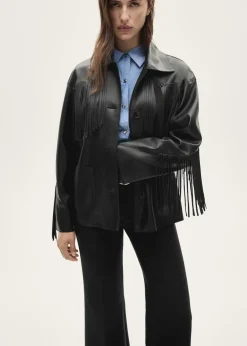 MANGO Kurtki|Koszule I Bluzki*Koszula wierzchnia z frędzlami z imitacji skóry