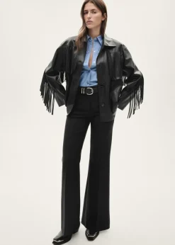 MANGO Kurtki|Koszule I Bluzki*Koszula wierzchnia z frędzlami z imitacji skóry