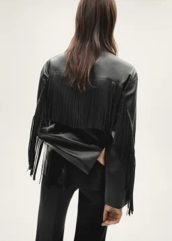 MANGO Kurtki|Koszule I Bluzki*Koszula wierzchnia z frędzlami z imitacji skóry