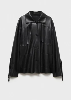 MANGO Kurtki|Koszule I Bluzki*Koszula wierzchnia z frędzlami z imitacji skóry