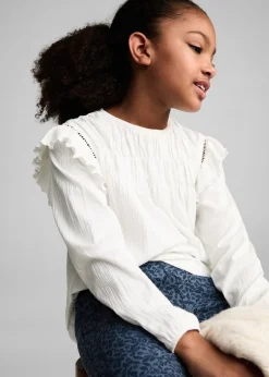 Dzieci MANGO Koszulki I Topy*Koszulka bawełniana z marszczeniem