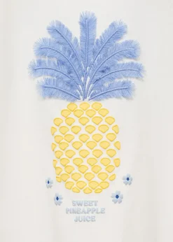 Dzieci MANGO Koszulki I Topy*Koszulka bawełniana z nadrukiem ananasa i wypukłym motywem