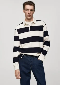 MANGO Bluzy|Koszulki Polo*Koszulka polo z 100% bawełny w paski regular fit