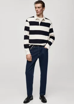 MANGO Bluzy|Koszulki Polo*Koszulka polo z 100% bawełny w paski regular fit