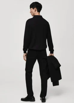 MANGO Kardigany I Swetry|Koszulki Polo*Koszulka polo z 100% wełny merynosów z długim rękawem