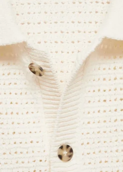 MANGO Kardigany I Swetry|Koszulki Polo*Koszulka polo z ażurowej dzianiny z guzikami