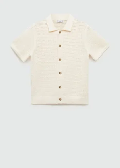 MANGO Kardigany I Swetry|Koszulki Polo*Koszulka polo z ażurowej dzianiny z guzikami