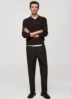 MANGO Kardigany I Swetry|Koszulki Polo*Koszulka polo z cienkiej prążkowanej dzianiny z bawełny