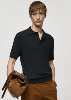 MANGO Kardigany I Swetry|Koszulki Polo*Koszulka polo z cienkiej prążkowanej dzianiny