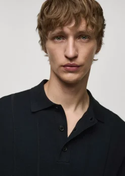 MANGO Kardigany I Swetry|Koszulki Polo*Koszulka polo z cienkiej prążkowanej dzianiny